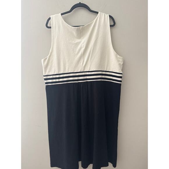 Lands’ End Black/Cream Fit & Flare Cross Front Pique Dress, Women’s Plus 3X - Picture 4 of 6